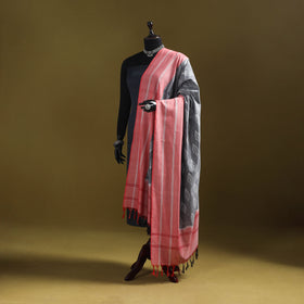 Pink - mercerised cotton pochampally ikat dupatta 18