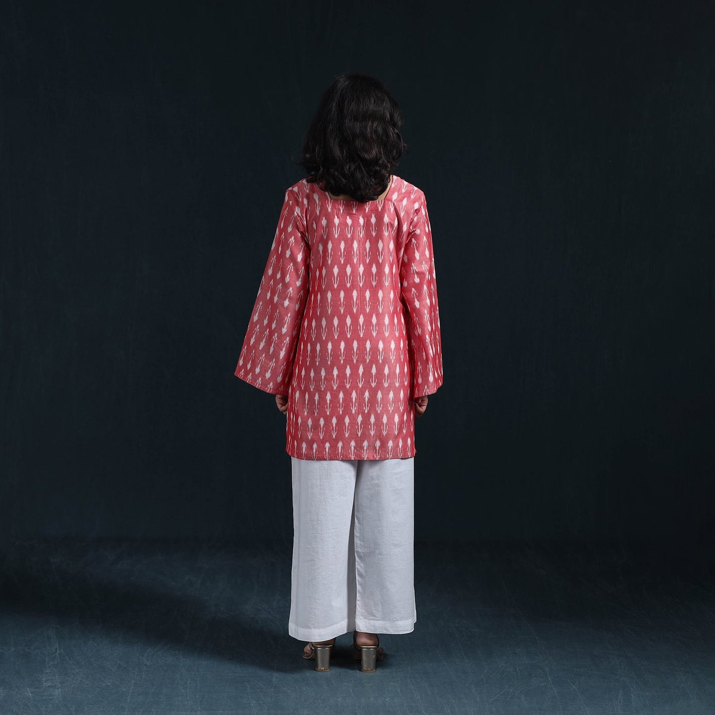 Mercerised cotton short pochampally ikat kurta for women 11