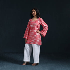 Mercerised cotton short pochampally ikat kurta for women 11