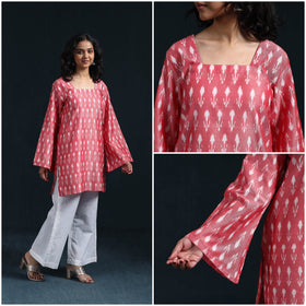 Mercerised cotton short pochampally ikat kurta for women 11