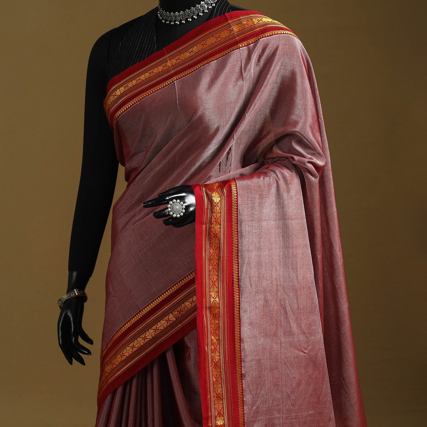Mercerized cotton ilkal saree with border 11 - handcrafted