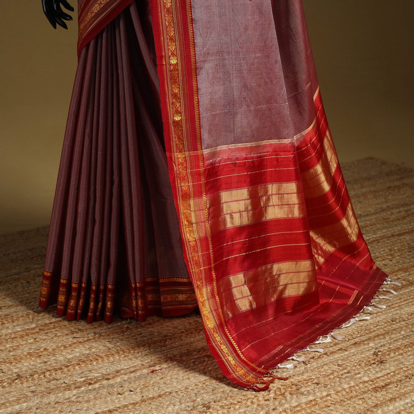 Mercerized cotton ilkal saree with border 11 - handcrafted