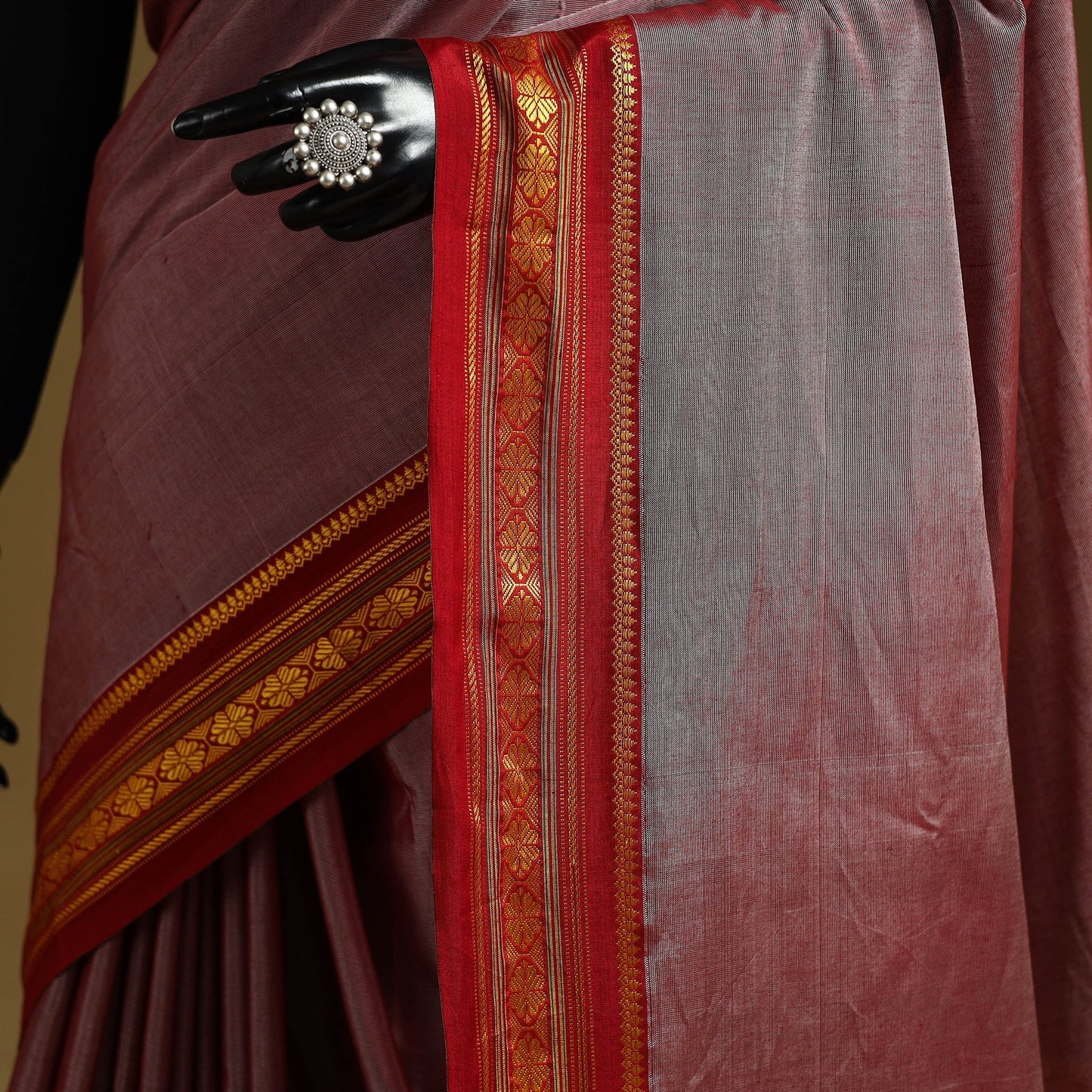 Mercerized cotton ilkal saree with border 11 - handcrafted