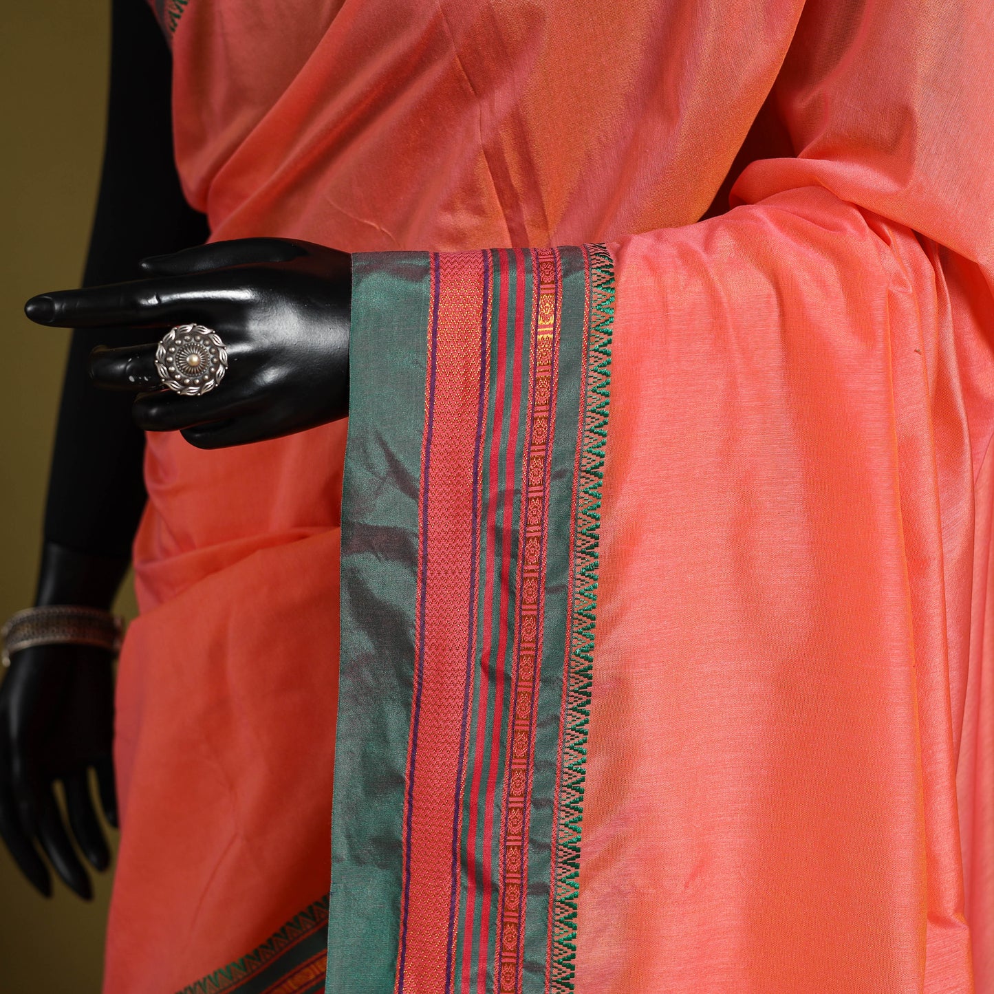 Pink - mercerized cotton ilkal saree with border 14