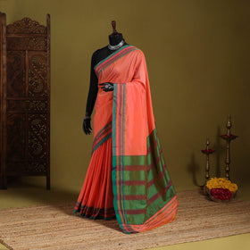 Pink - mercerized cotton ilkal saree with border 14