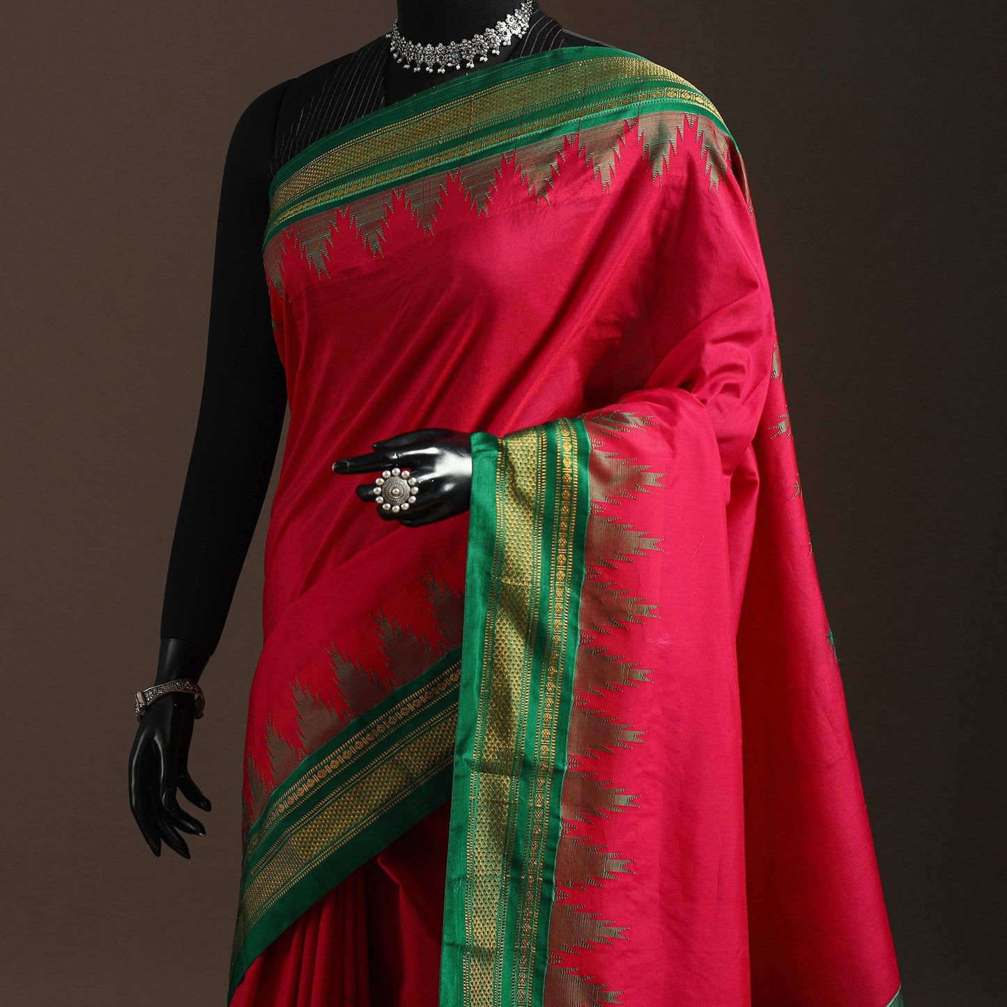 Mercerized cotton ilkal saree with chikki paras border 08