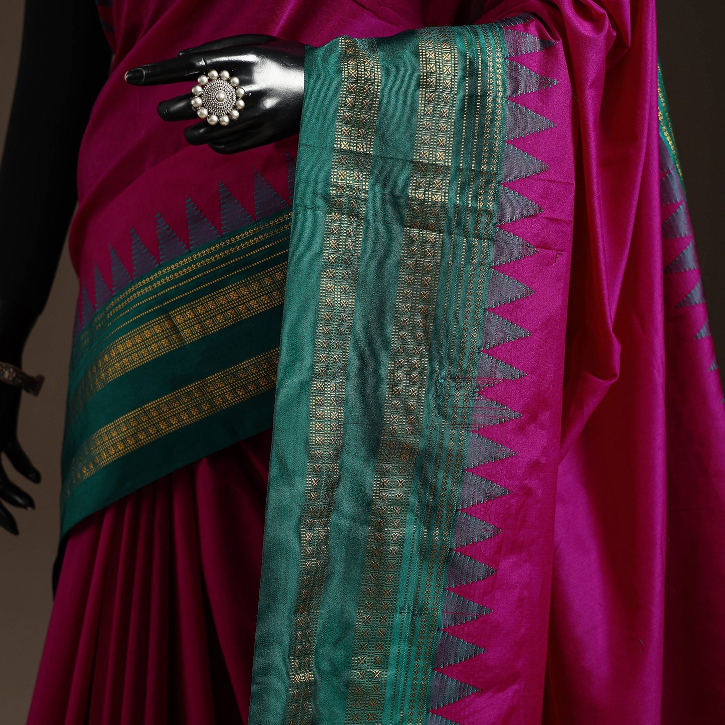 Mercerized cotton ilkal saree with rudraksha border 22