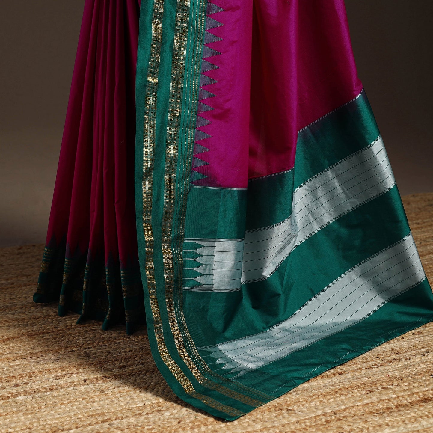 Mercerized cotton ilkal saree with rudraksha border 22