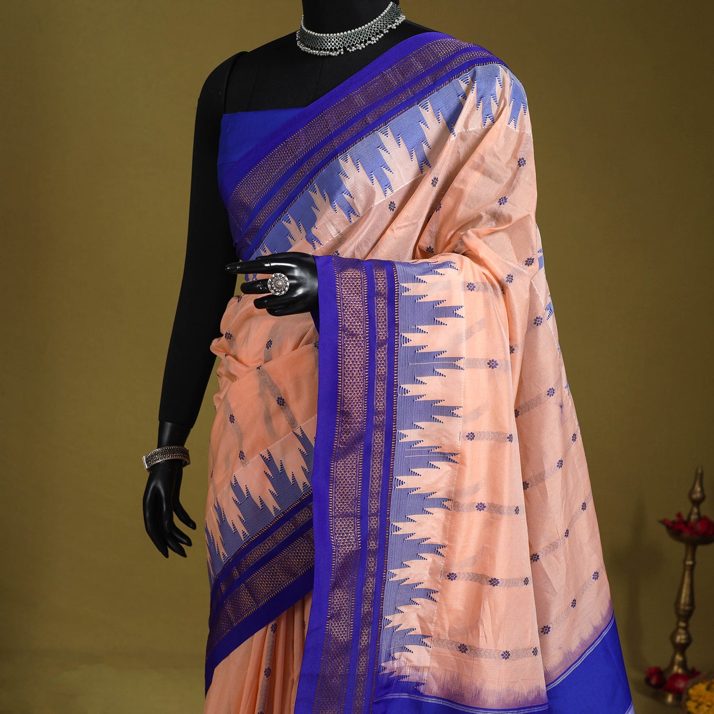 Pink - mercerized cotton thread buti ilkal saree