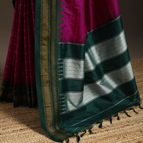 Mercerized cotton zari stripes ilkal saree with rudraksha