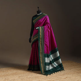 Mercerized cotton zari stripes ilkal saree with rudraksha