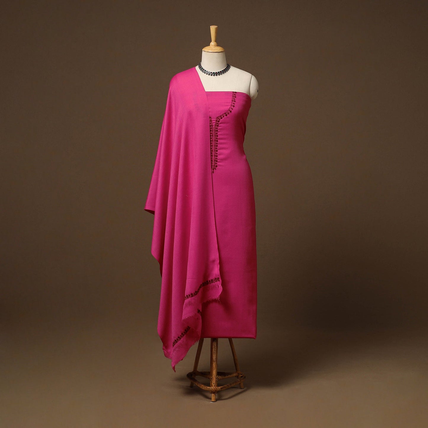 Merino wool hand embroidery 3pc unstitched dress material