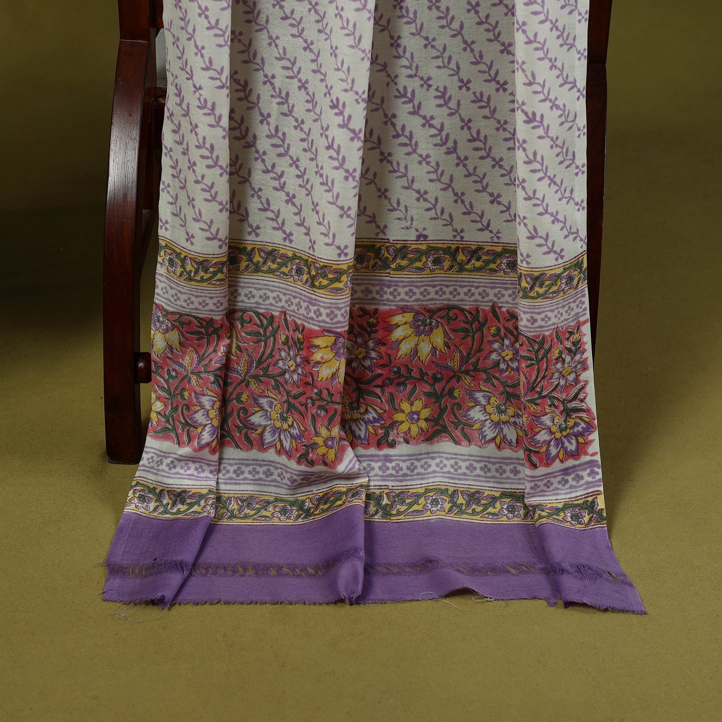 Pink - merino wool sanganeri 3pc unstitched dress material