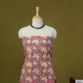 Pink - merino wool sanganeri 3pc unstitched dress material