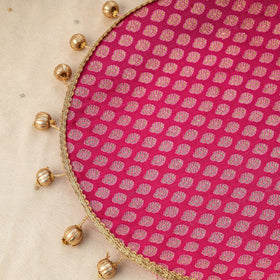 Pink mirror beads karwa chauth thali set 04 - handcrafted