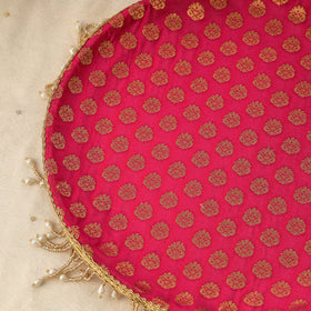 Pink mirror beads karwa chauth thali set 06 - handcrafted