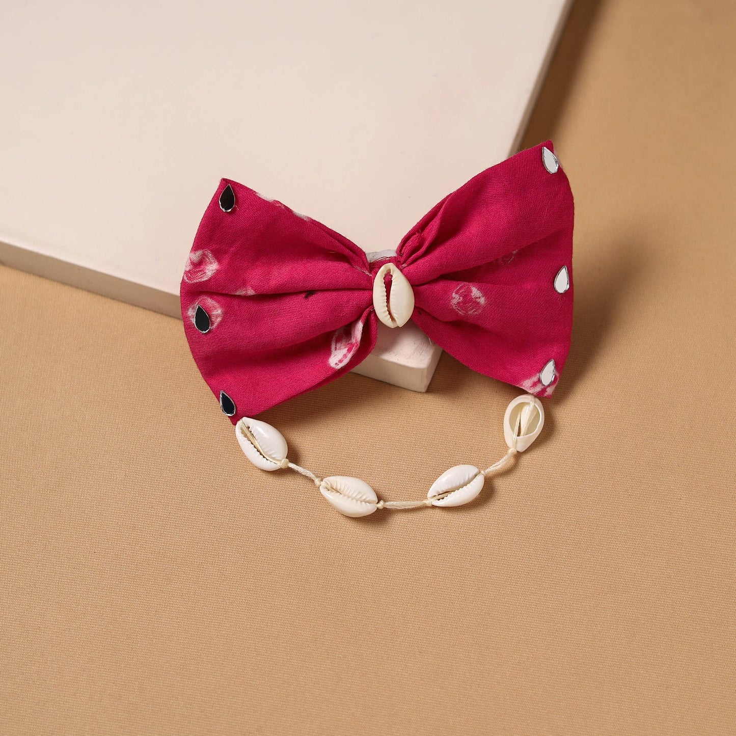 Mirror shell work women’s bow hair clip 35 - handcrafted