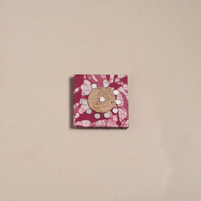 Pink - mirror work handmade fabart jute magnet 15