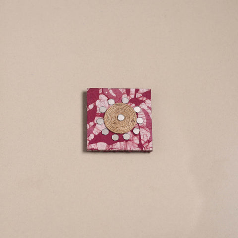 Pink - mirror work handmade fabart jute magnet 15