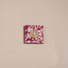 Pink - mirror work handmade fabart jute magnet 15