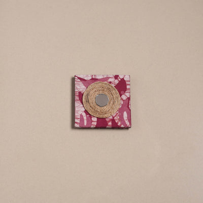 Pink - mirror work handmade fabart jute magnet 16