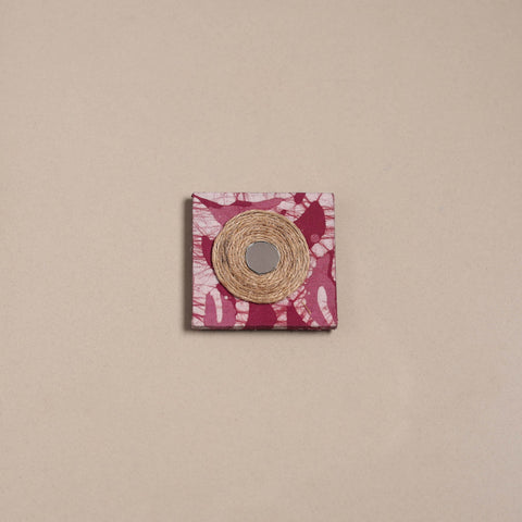 Pink - mirror work handmade fabart jute magnet 16