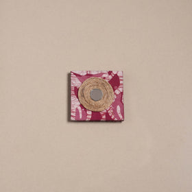 Pink - mirror work handmade fabart jute magnet 16