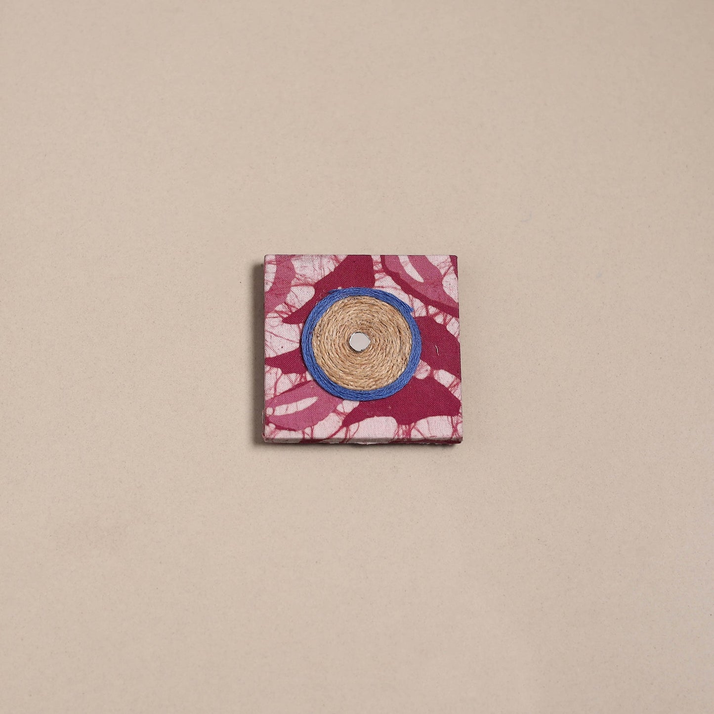 Mirror work handmade fabart jute magnet 39 - handcrafted
