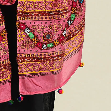 Buy Mirror Work Printed Cotton Kutch Embroidery Dupatta