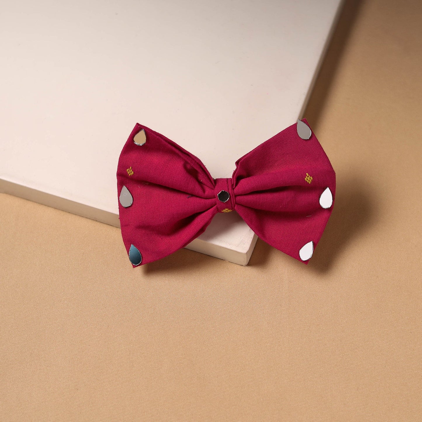 Mirror work women’s bow hair clip 04 - handcrafted