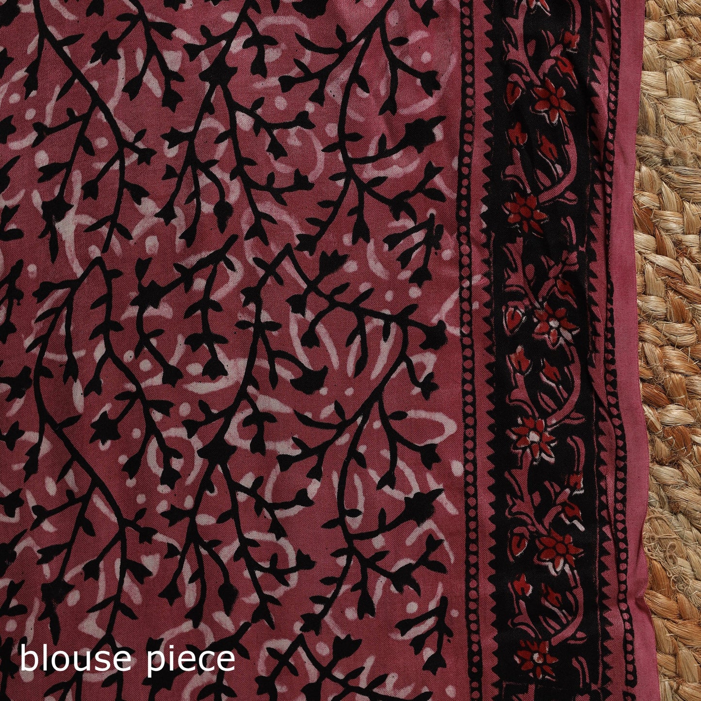 Pink - modal silk bagru saree 30 - handcrafted