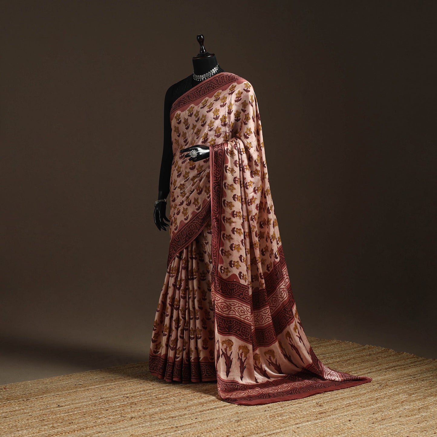 Modal silk hand bagru saree 22 - handcrafted