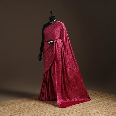 Modal silk hand bagru saree 32 - handcrafted