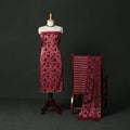 Modal silk hand block bagru print 3pc unstitched dress