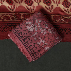 Modal silk hand block bagru print 3pc unstitched dress