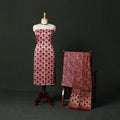 Modal silk hand block bagru print 3pc unstitched dress