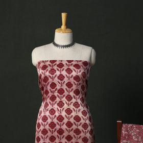 Modal silk hand block bagru print 3pc unstitched dress