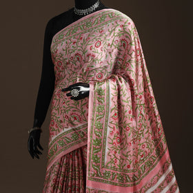 Modal silk hand sanganeri saree 04 - handcrafted