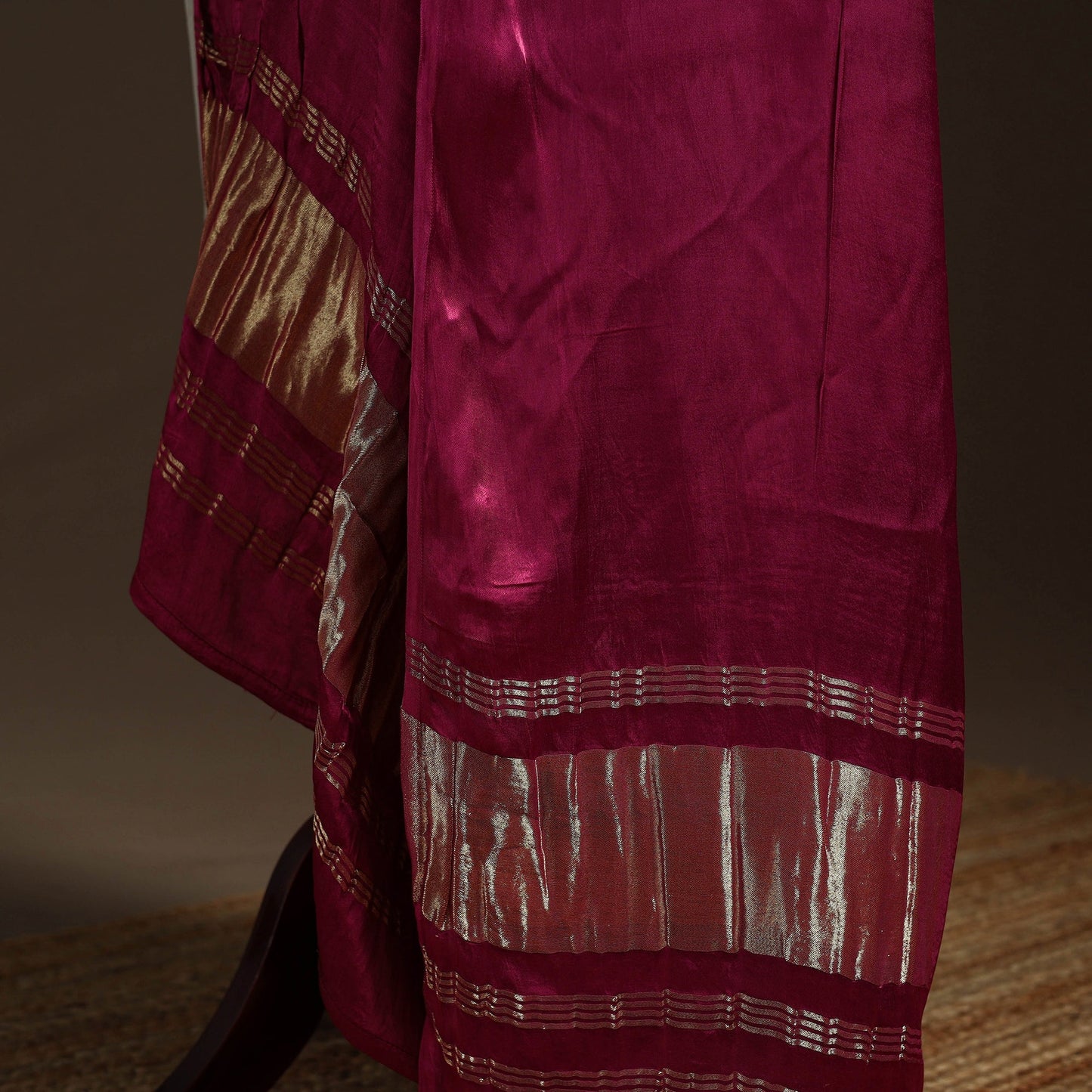 Modal silk natural dyed plain dupatta with lagdi patta 06