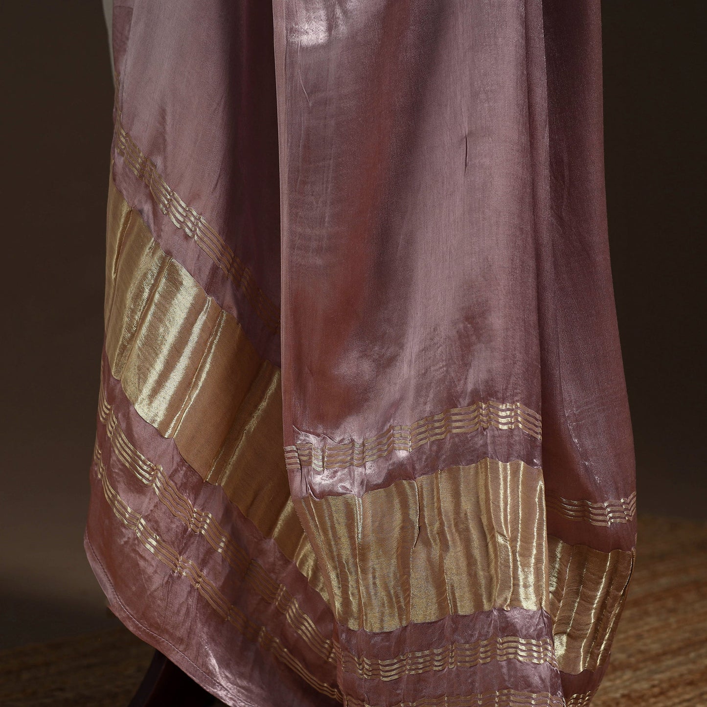 Modal silk natural dyed plain dupatta with lagdi patta 08
