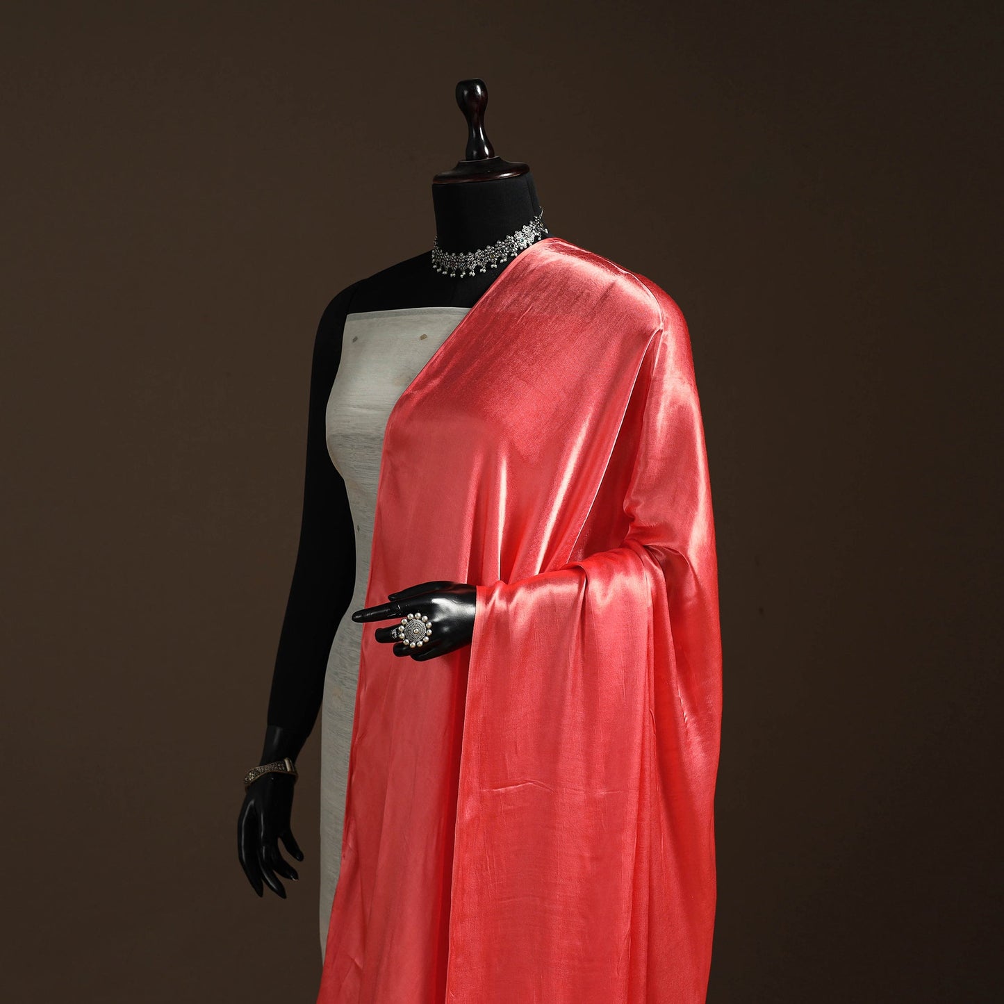 Modal silk natural dyed plain dupatta with lagdi patta 13