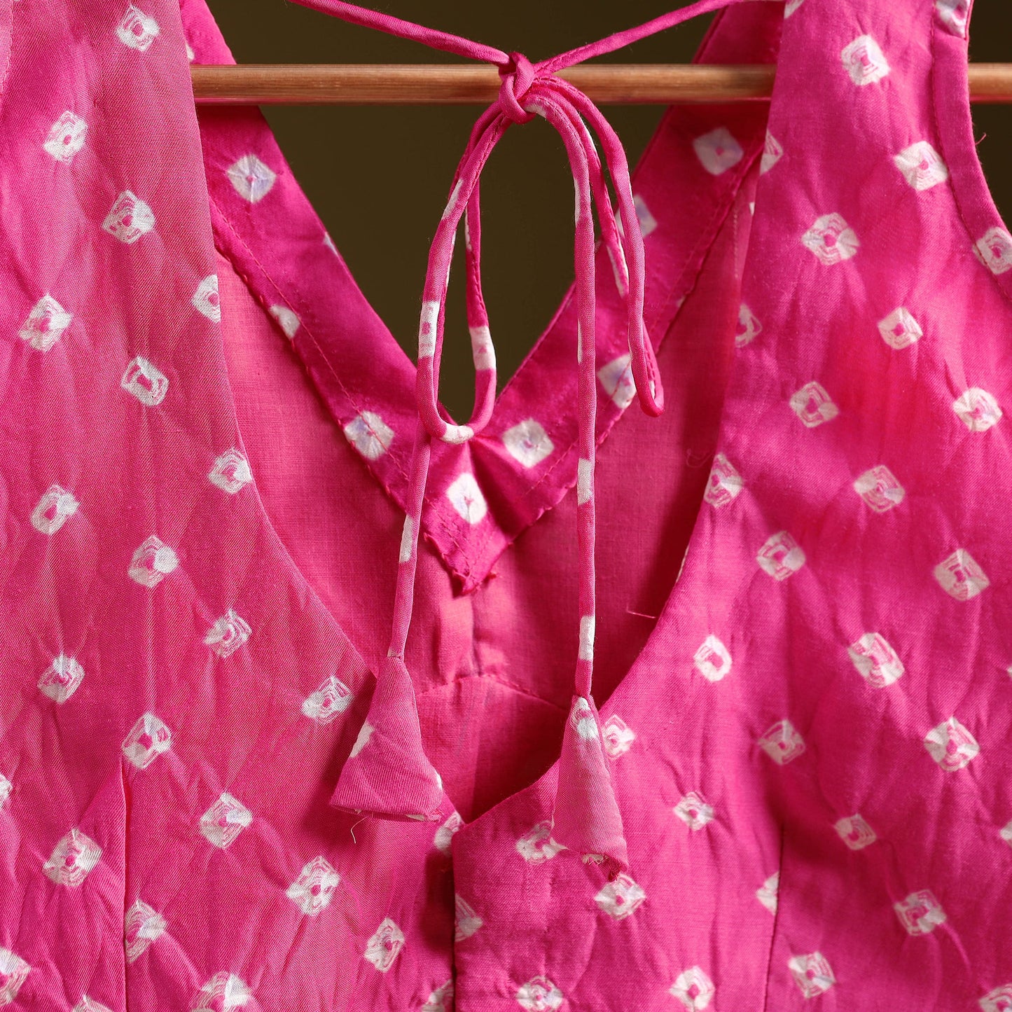 Pink - modal silk stitched tie-dye bandhani blouse 09