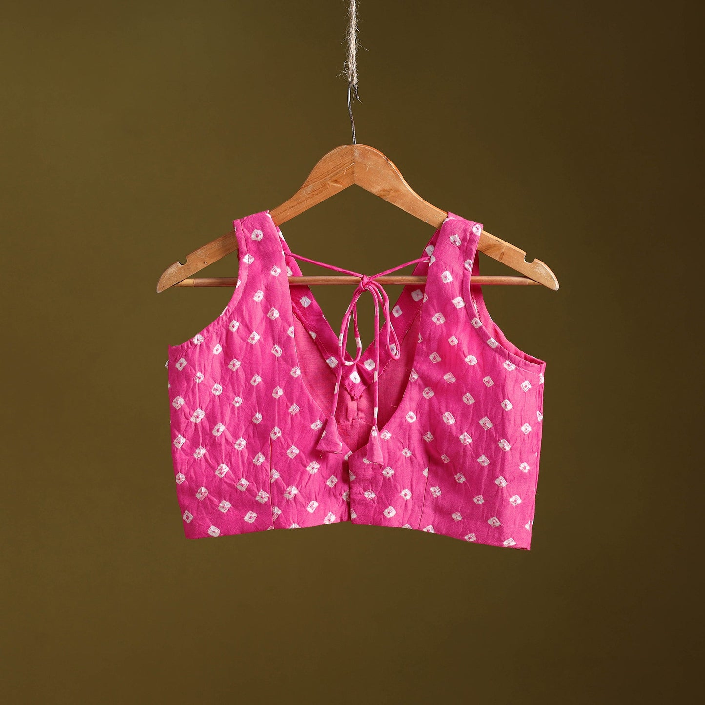 Pink - modal silk stitched tie-dye bandhani blouse 09