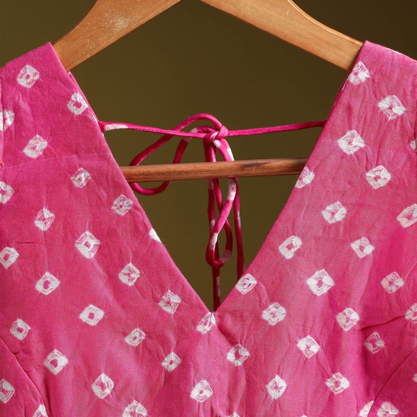 Pink - modal silk stitched tie-dye bandhani blouse 09