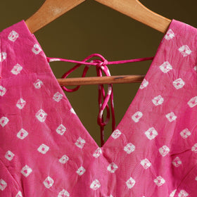 Pink - modal silk stitched tie-dye bandhani blouse 09