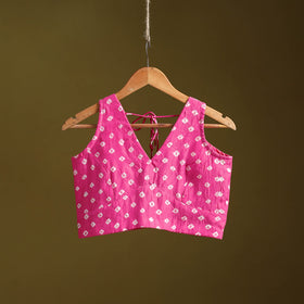 Pink - modal silk stitched tie-dye bandhani blouse 09