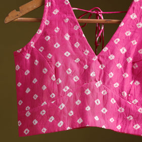 Pink - modal silk stitched tie-dye bandhani blouse 09
