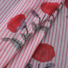 Mughal butta hand cotton sanganeri fabric 19 - handcrafted