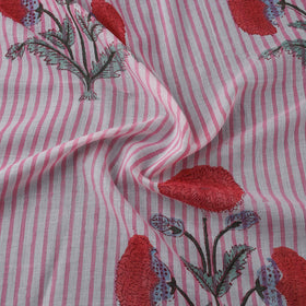 Mughal butta hand cotton sanganeri fabric 19 - handcrafted