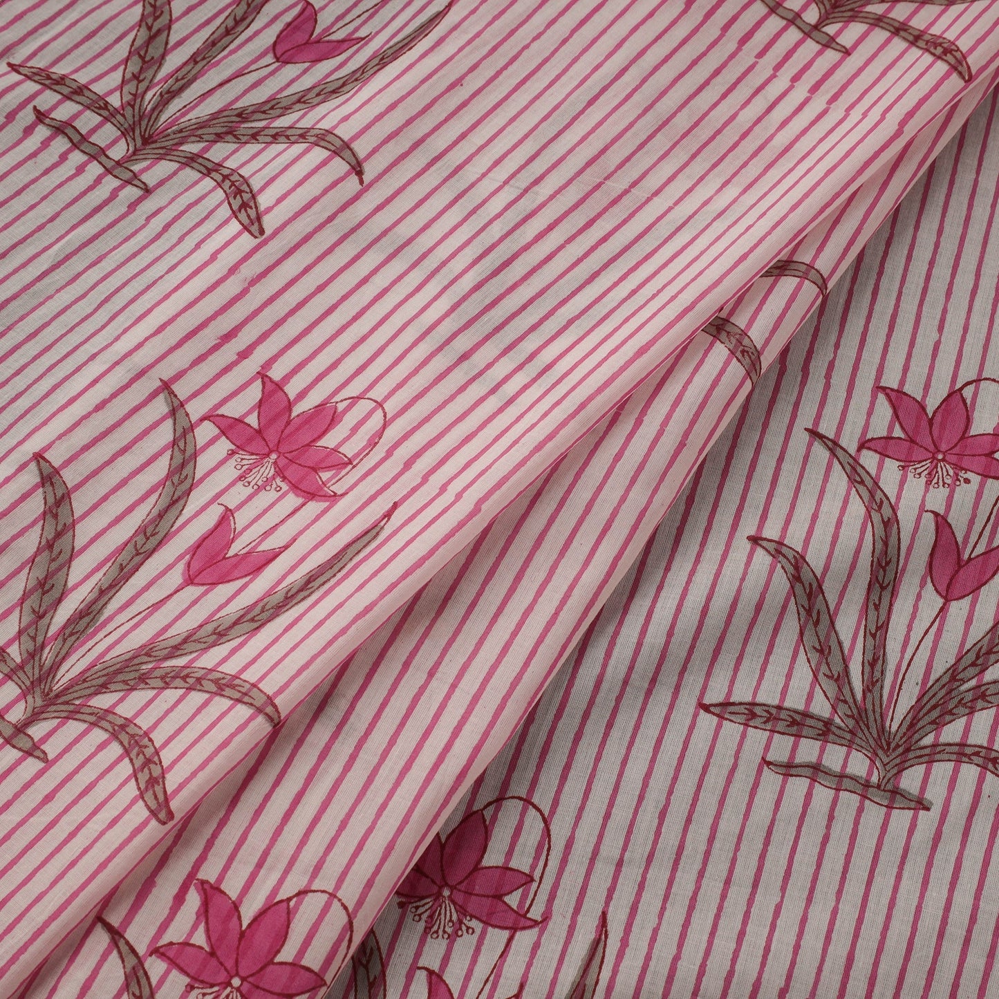 Mughal butta hand pure mul cotton sanganeri fabric 26